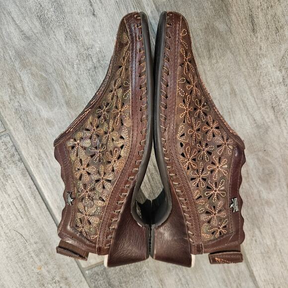 Pikolinos Romana Laser-Cut Floral Slingback Flats EU 36 / US 6 Brown Leather - Picture 5 of 12